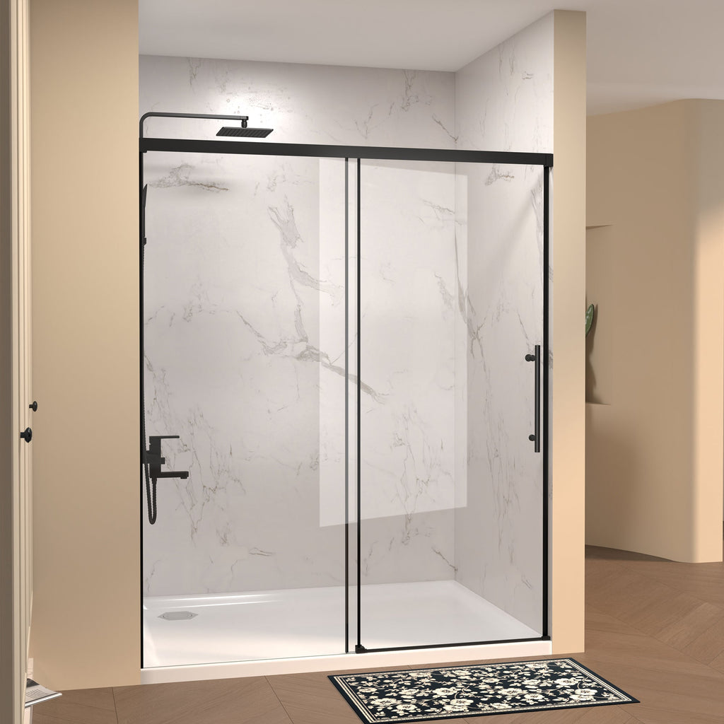48" W × 72" H Single Sliding Shower Door with Tempered Glass - Clear