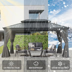 12' x 16' Hardtop Gazebo with Dual-Layer Roof - Aluminum