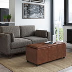 Avalon Upholstered Storage Ottoman with Flip-Over Serving Trays - Multiple Colors