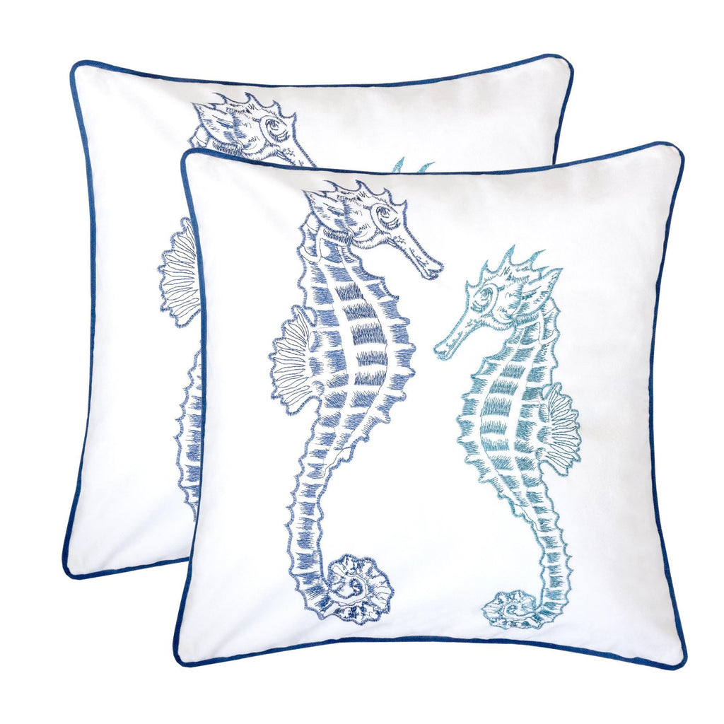 Seahorses Pillow Cover with Matching Back – 20x20 Inch Accent Pillow