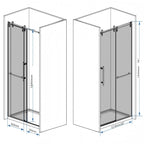 Frameless Sliding Bathtub Door with Tempered Glass - Black or Gray