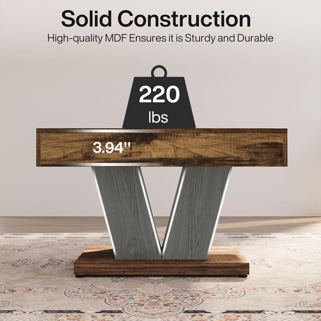 Square Coffee Table with Crisscross Base - Brown / Black