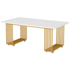 White Executive Desk with Gold Metal Legs - 70.87" Wide