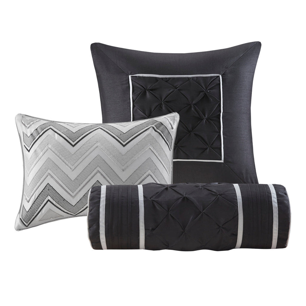 7 Piece Tufted Comforter Set Grey Full