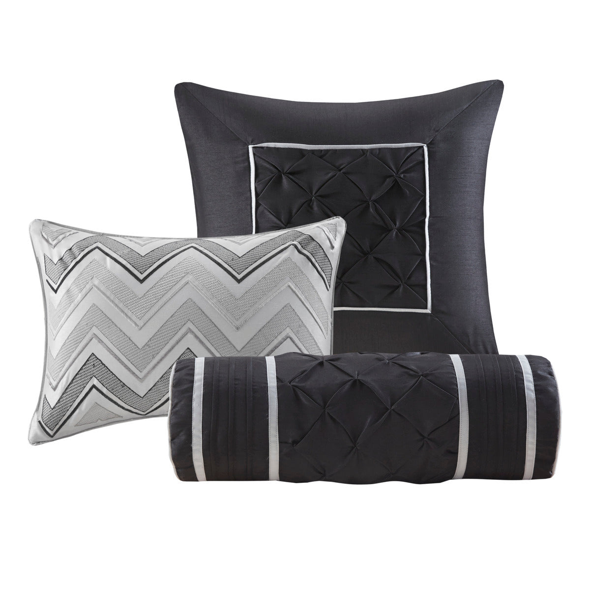 7 Piece Tufted Comforter Set Grey Full