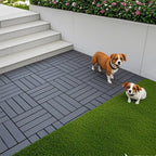 Plastic Interlocking Deck Tiles with Waterproof Construction - Dark Gray or Dark Brown