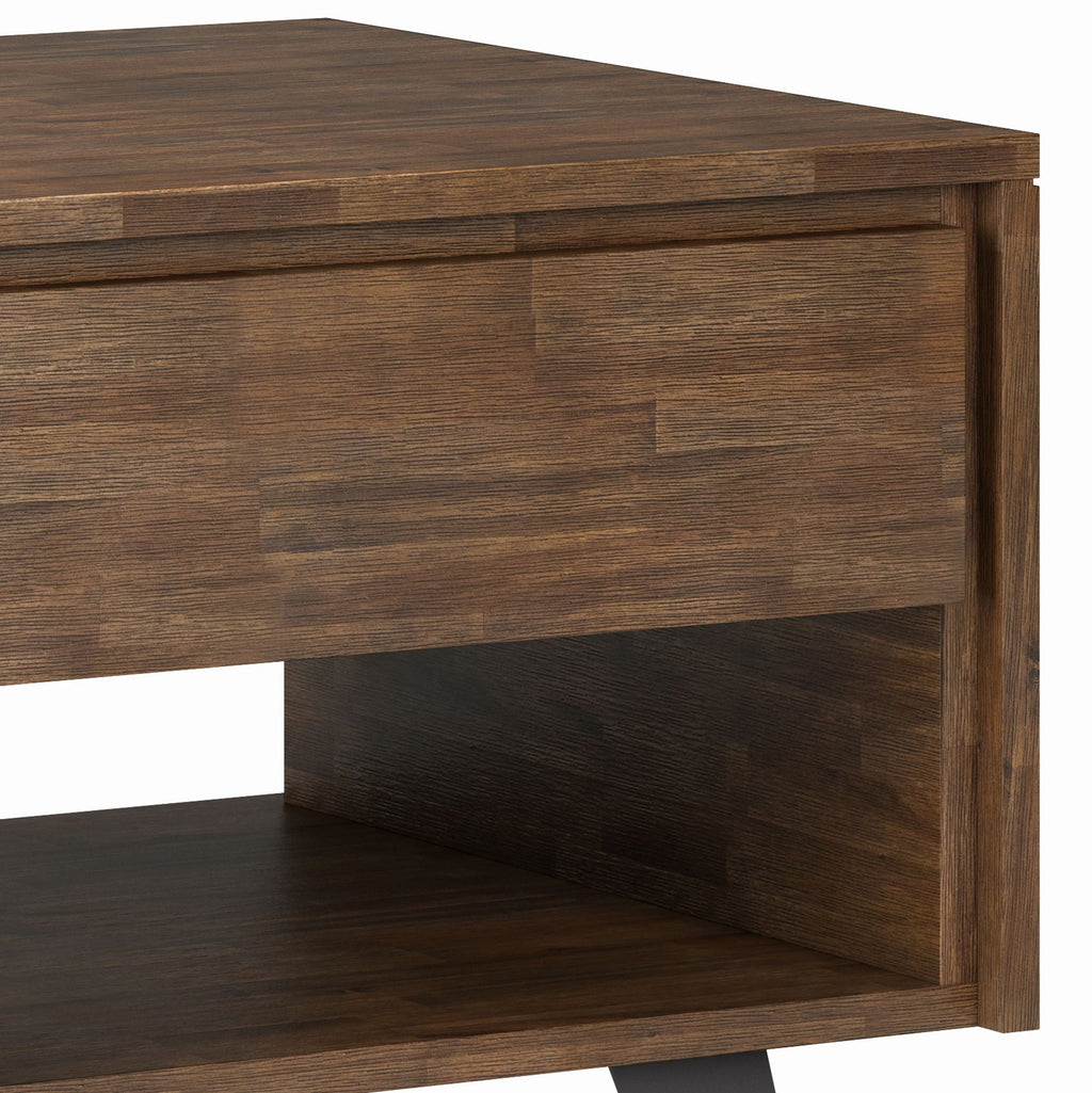 Handcrafted Acacia End Table with 1 Drawer - Light Brown, Dark Gray, or Dark Brown