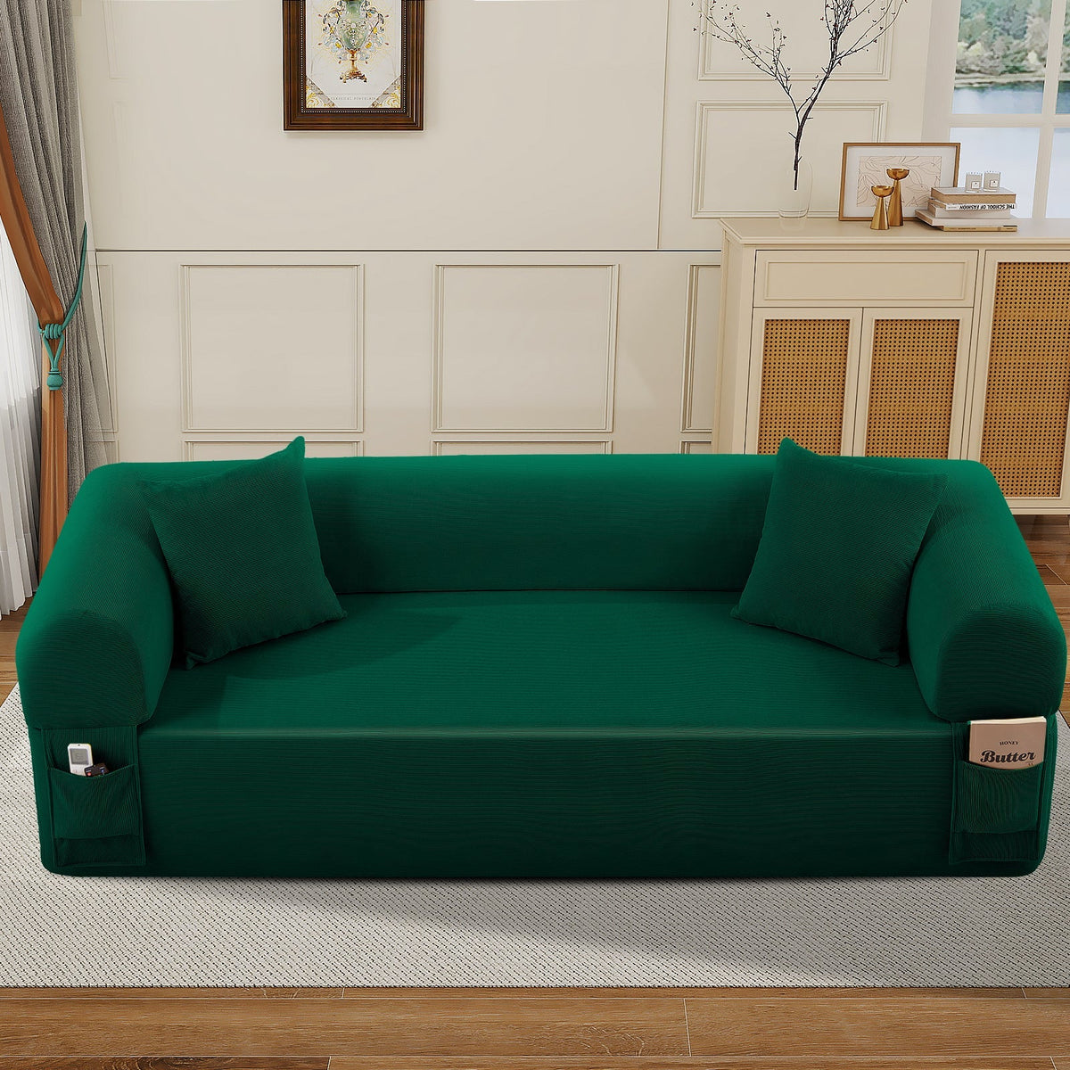 Spring Sofa with High-Quality Fabric - Green