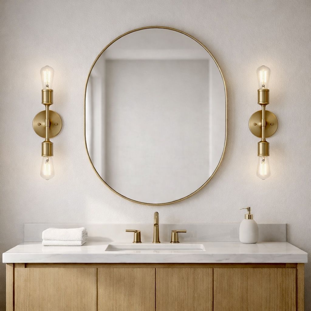 Reverie Double Lights Bathroom Wall Sconce Over Mirror - Clear / Gold