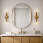 Reverie Double Lights Bathroom Wall Sconce Over Mirror - Clear / Gold
