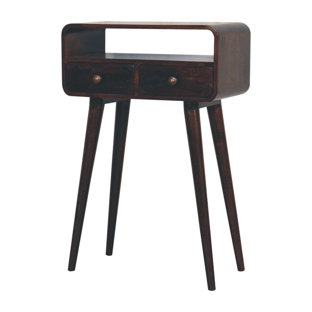 Solid Wood Mini California Console Table with Storage Drawers - Walnut