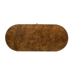 Oval Computer Desk with Single Drawer - Burl Wood Veneer, Light or Dark Brown