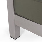 Outdoor Aluminum Loveseat with Deep Cushions - Silver