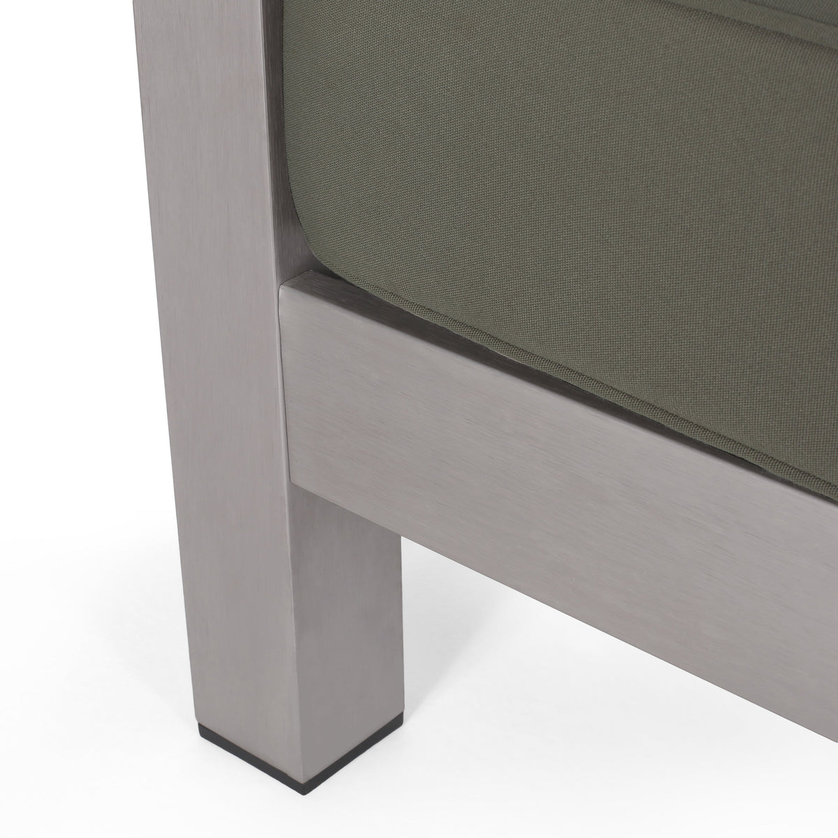 Outdoor Aluminum Loveseat with Deep Cushions - Silver