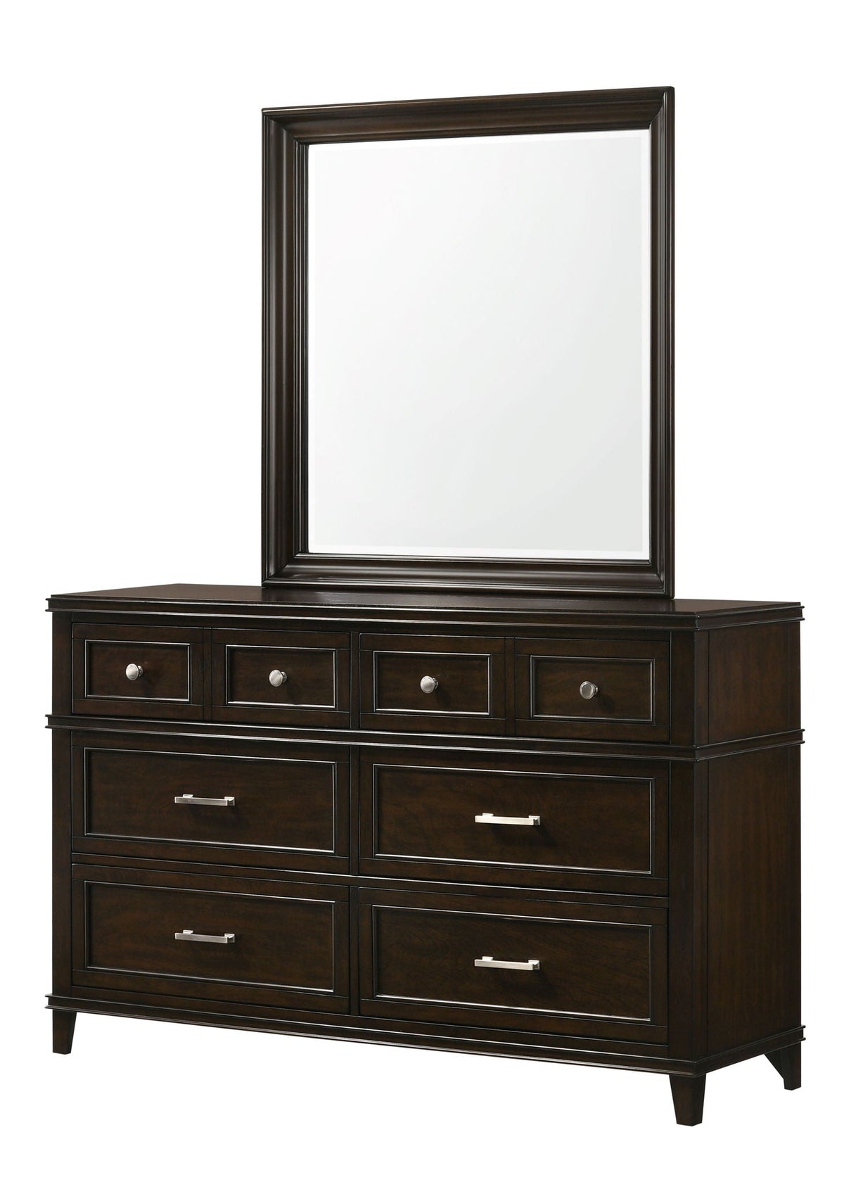 Mahogany Square Mirror with Beveled Glass - Merlot