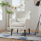 Modern Upholstered Arm Chair with Solid Wood Legs and Pillow - Multiple Colors
