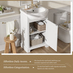 French Style 20-Inch Bathroom Vanity with Ceramic Sink - White