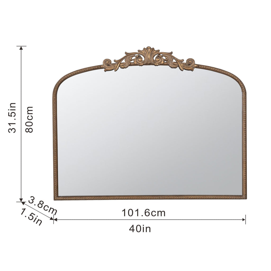 Baroque Inspired Arch Wall Mirror with Ornate Design - Gold or Black
