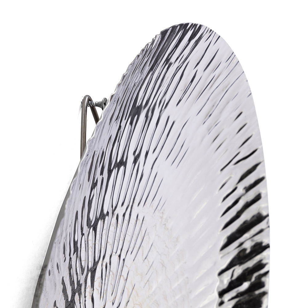 Textured Oversized Disc Wall Decor with Concealed Mounting - Silver
