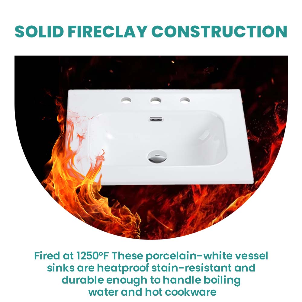 Glossy White Ceramic Integrated Sink with Seamless Design - White