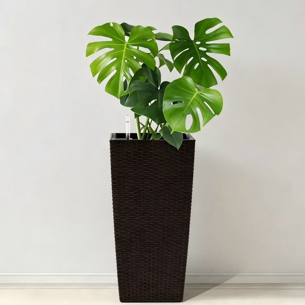 Indoor Outdoor Planter with Automatic Watering System - Dark Brown, Black, or White