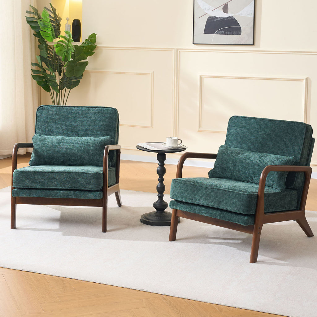 Upholstered Living Room Chair with Curved Armrests - Choice of Color