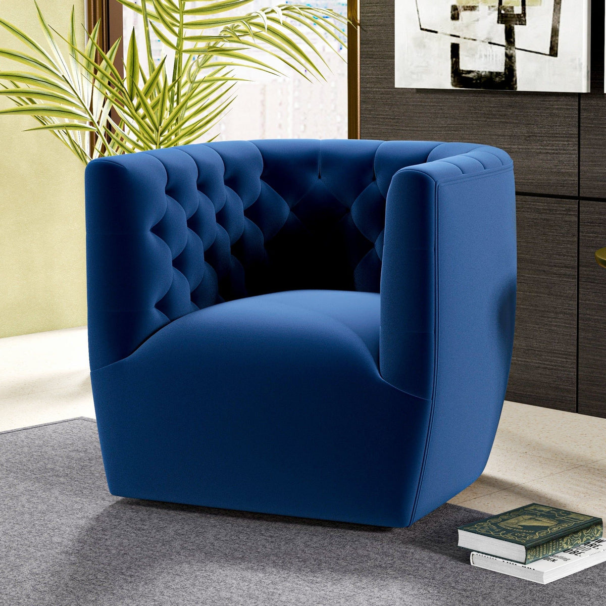 Ergonomic Design Swivel Chair with Tufted Accent - Multiple Colors