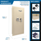 Beige Biometric Wall Safe with Fingerprint Access - Durable Steel
