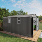 Outdoor Storage Shed with Lockable Doors - Dark Gray
