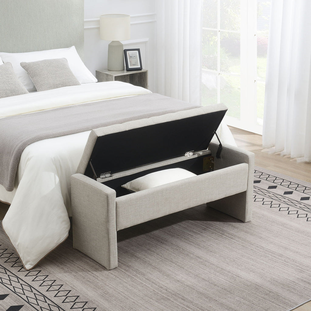 Modern Upholstered Large Bed End Bench with Hidden Storage - Multiple Colors