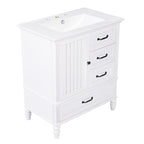 30" Bathroom Vanity with Sink and Soft-Close Drawers - White or Black