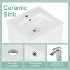 Bathroom Vanity with Sink and Adjustable Shelf - Multiple Colors