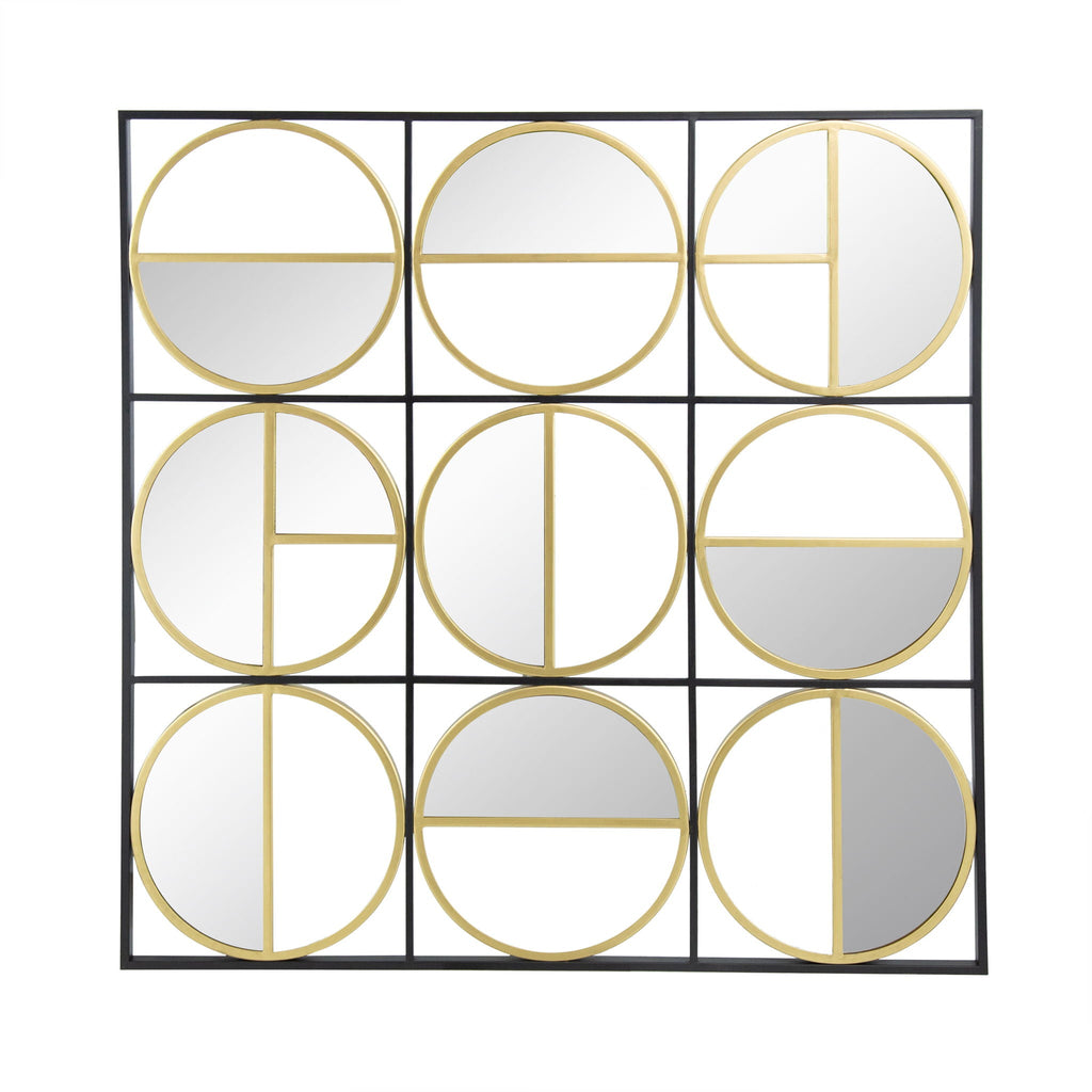 Metal Beaded Accent Mirror with Eclectic Contemporary Design - Gray