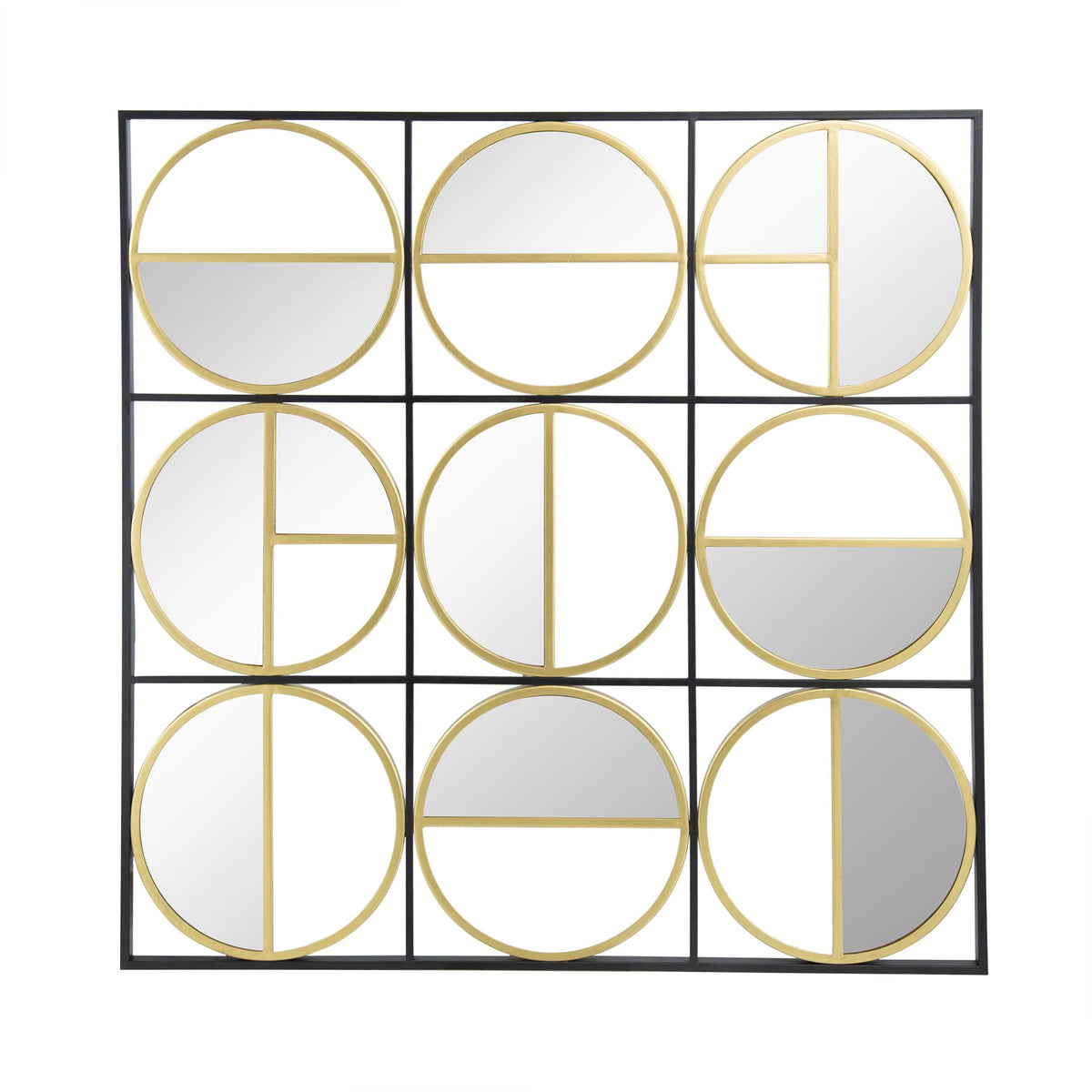 Metal Beaded Accent Mirror with Eclectic Contemporary Design - Gray