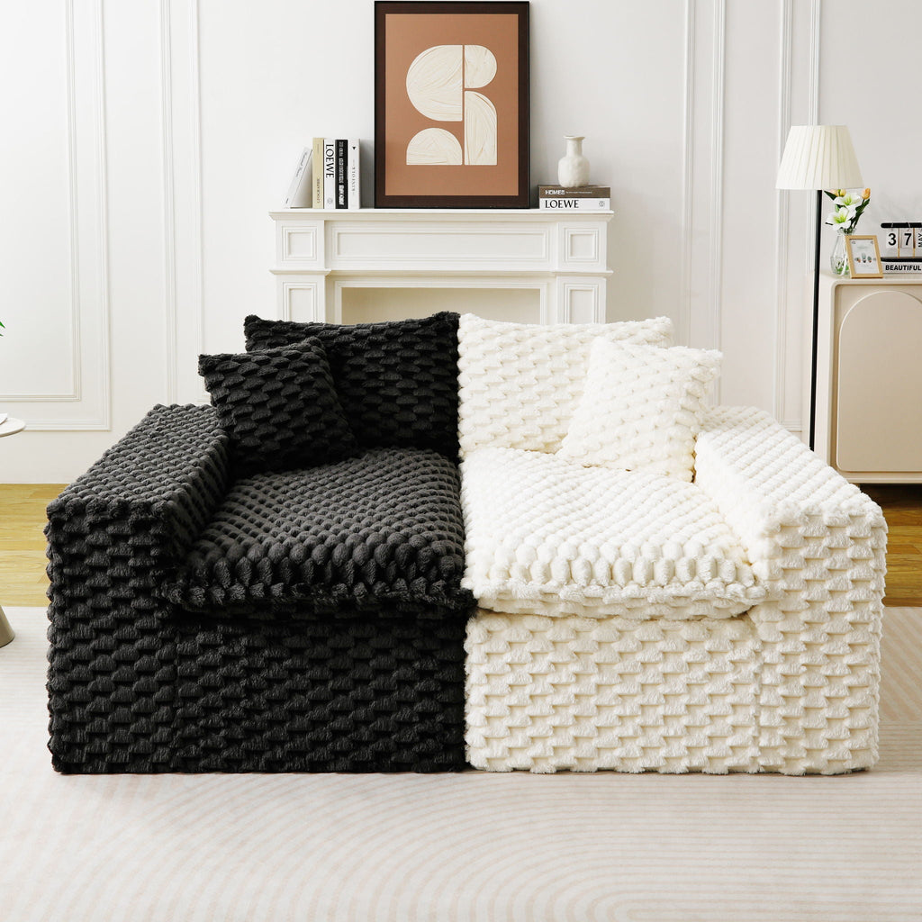 Luxury Multifunctional Sofa for Living Room with Adjustable Layout - Black, Dark Green, White, Pink