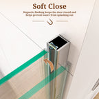 Semi-Frameless Circular Pivot Shower Door with Soft-Close Magnetic Seal - Chrome