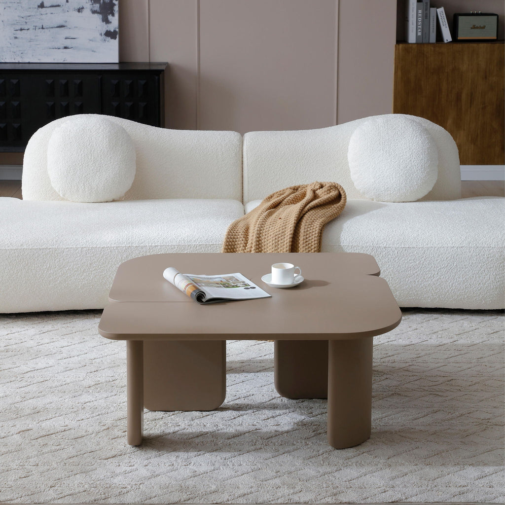 L-Shape Coffee Table with Modular Nesting Design - White or Dark Brown