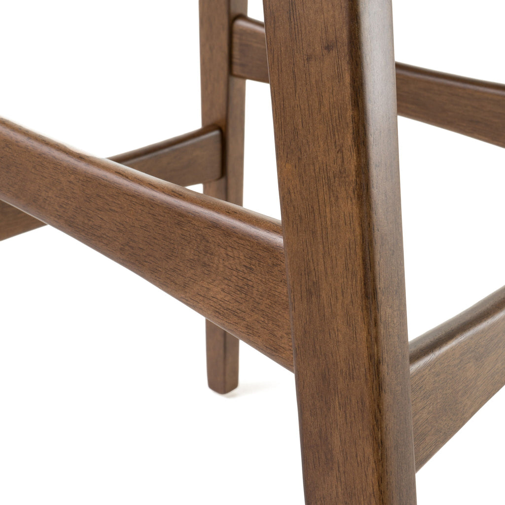 Mid Century Modern Bar Stool Set with Upholstered Seating - Beige or Dark Gray