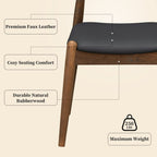Set of 2 Rubberwood Dining Chairs with Faux Leather Upholstery - Multiple Colors