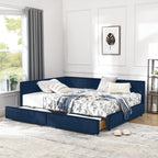 Mid-Century Storage Upholstered Tufted Bed Frame with Backrest and Armrests - Multiple Colors