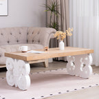 Ornate Scroll Base Coffee Table with Rectangular Top – Black or White