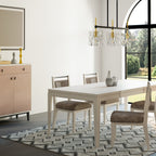 Expandable Dining Table with Metal Inlay - Vanilla White