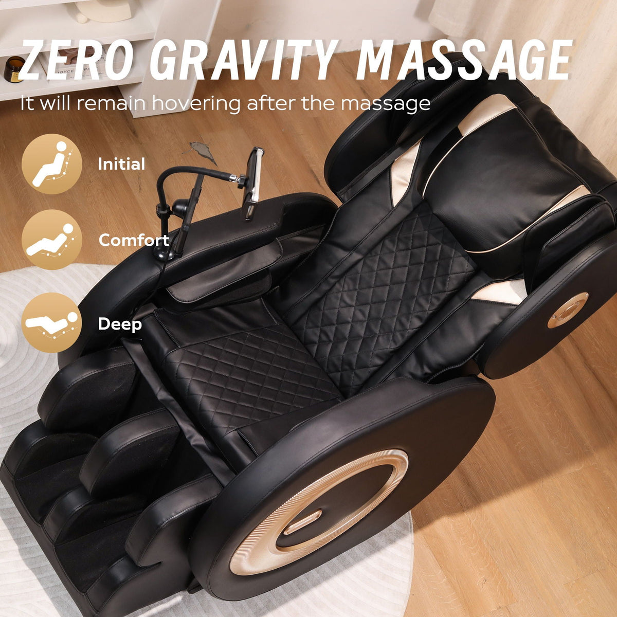 Automatic Massage Chair Recliner with Zero Gravity and Full Body Air Pressure - Black