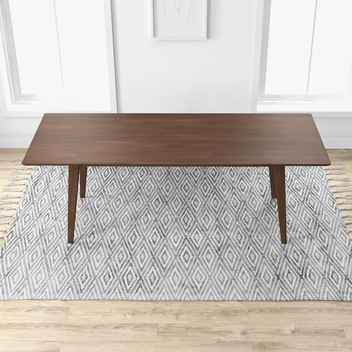 Modern Rectangular Dining Table with Solid Wood Construction - Dark Brown or White