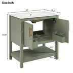 Elegant Bathroom Vanity with Ceramic Sink and Storage - White or Green