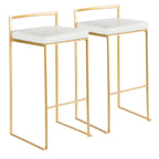 Contemporary Stackable Barstool Set with Upholstered Seat - Multiple Colors