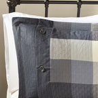 Grey Herringbone Comforter Set with Decorative Pillows - California King