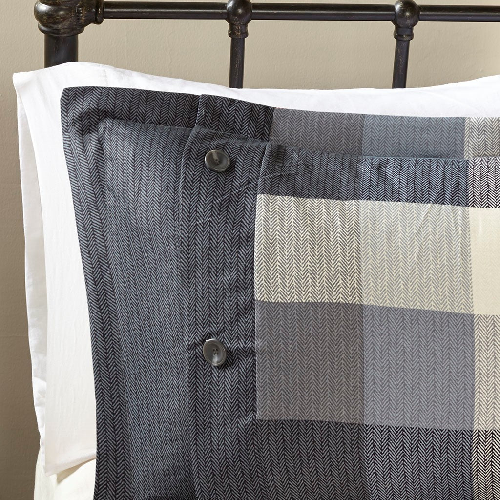 Grey Herringbone Comforter Set with Decorative Pillows - California King