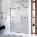 Frameless Single Sliding Shower Door with Stainless Steel Rollers - Chrome