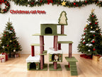 Wide Christmas Cat Tree Tower for Indoor Cats with Multi-Level Design